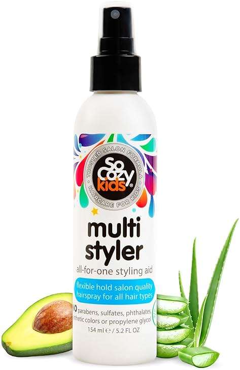 SoCozy Multi Styler, Styling Hair Spray for Kids, Safe for Everyday Use (5.2 Fl Oz) Holds Like a Light Gel, Gentle Formula with Quinoa, Vitamin B5 & Aloe, No Parabens, Sulfates or Synthetic Colors - Image 1