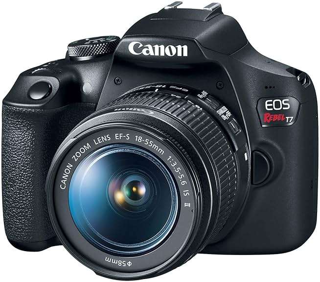 Canon EOS Rebel T7 DSLR Camera with 18-55mm Lens (Black) (Renewed) - Image 1