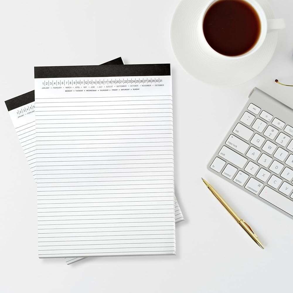 Mymazn Legal Pads 8.5 x 11 with Date on Top, Narrow Ruled, White Note Pads College Ruled Writing Tablets for Office, School, 50 Sheets, 3 Pack - Image 2