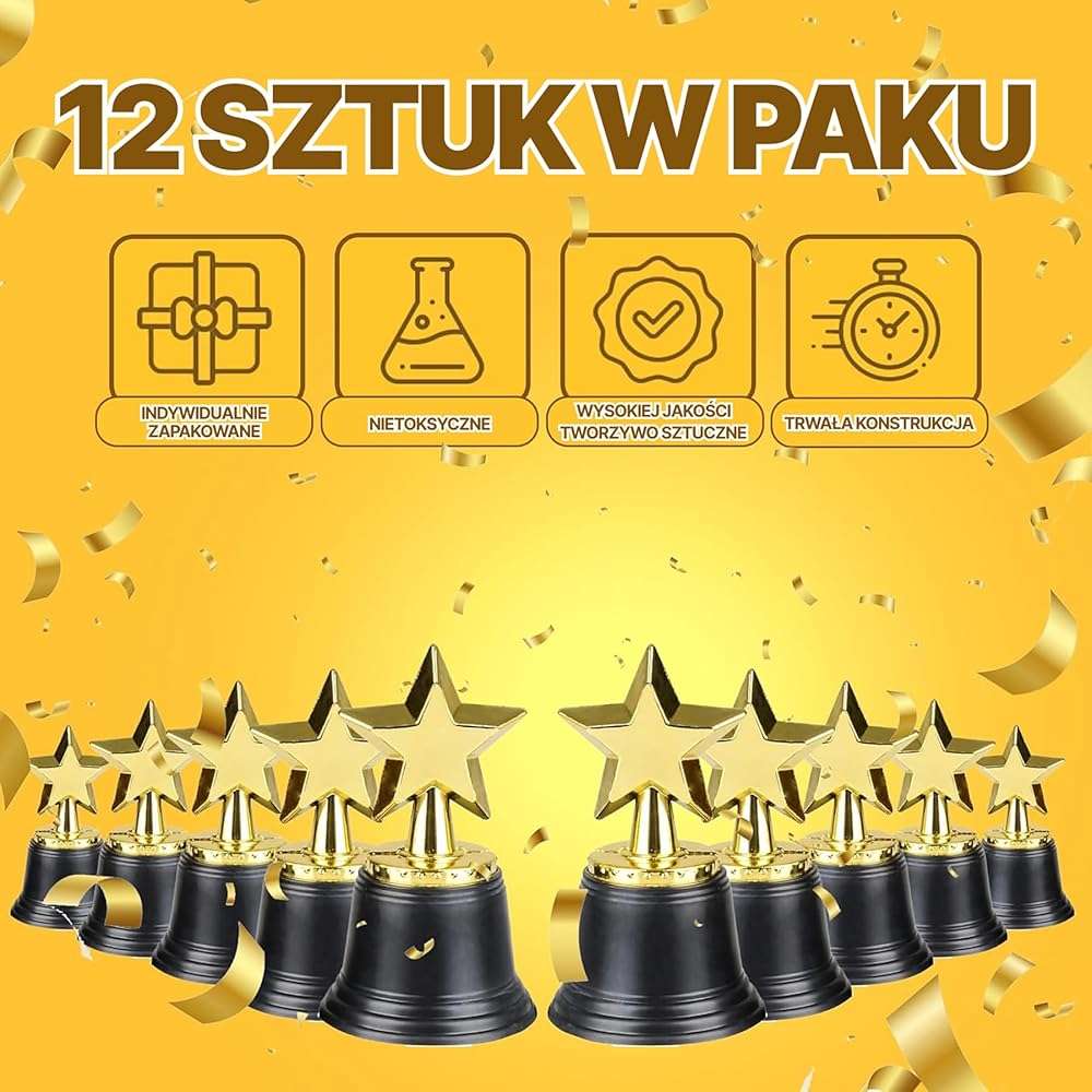 Bedwina Star Trophy Award - (Pack of 12) Bulk - 4.5 Inch Gold Trophies for Kids Awards, Choice Prizes for Adults, Winner Competitions, Sports Events, Party Decorations, Teachers and Party Favors - Image 3