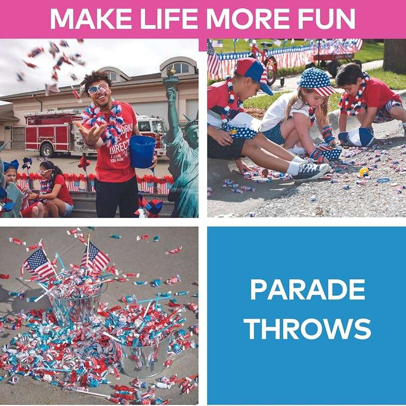 Fun Express Bulk Patriotic Candy Individually Wrapped - 1000 Pieces Premium Assorted Candy and Lollipops to Make Every Occasion Sweet - 4th of July, Memorial Day and Veteran's Day Favors - Image 3