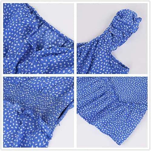 YOBECHO Womens Summer Ruffle Sleeve Sweetheart Neckline Printing Dress Mini Dresses - Image 4