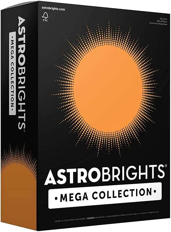 Astrobrights Mega Collection, Colored Paper, Bright Orange, 625 Sheets, 24 lb/89 gsm, 8.5" x 11" - MORE SHEETS! (91619) - Image 1