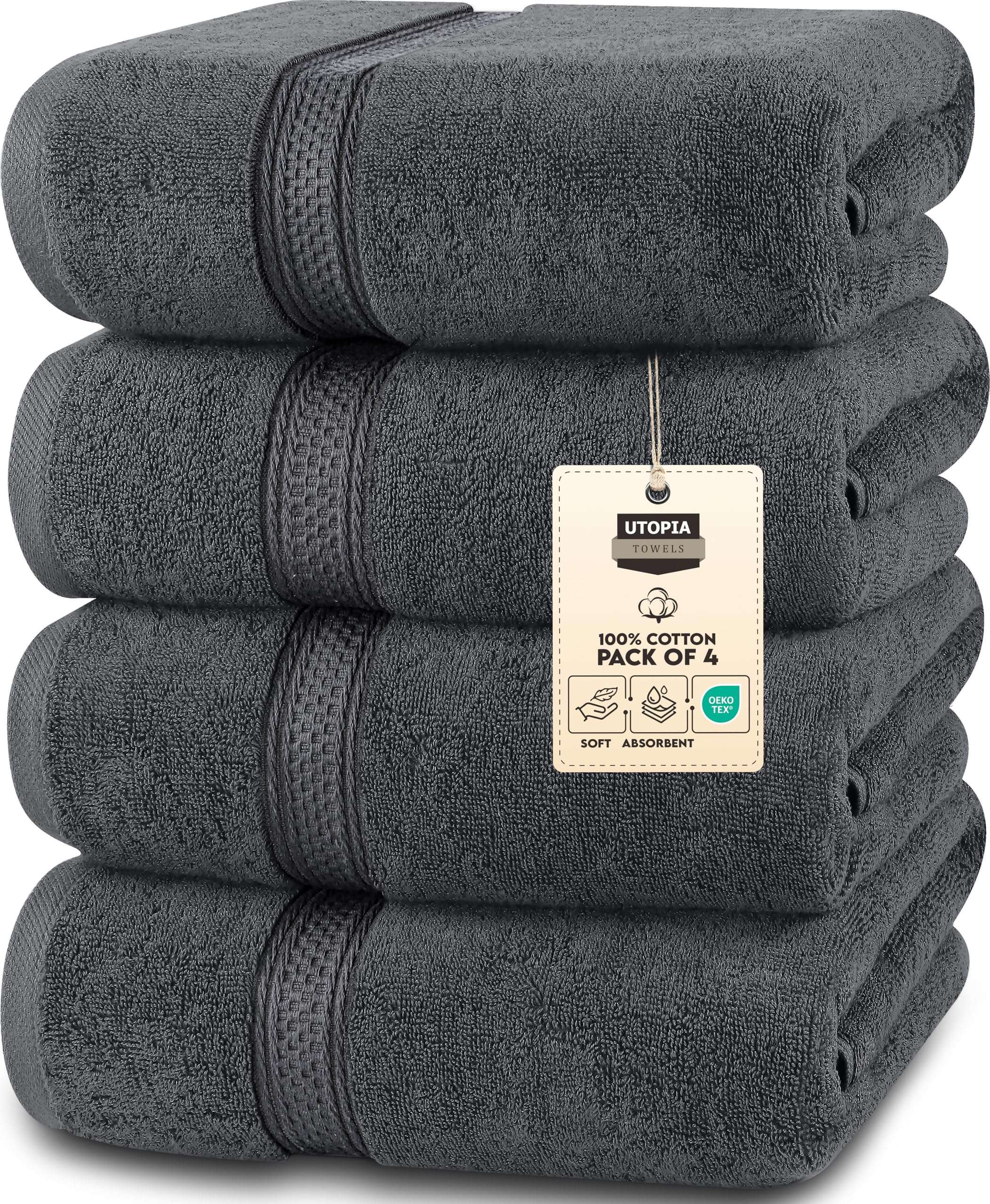 Utopia Towels 4 Pack Premium Bath Towels Set, 27 by 54 Inches, 100% Ring Spun Cotton 600GSM, Lightweight and Highly Absorbent Quick Drying Towels, Perfect for Daily Use, Grey - Image 1