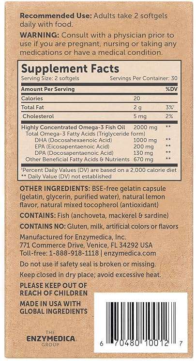Aqua Biome by Enzymedica, Fish Oil Maximum Strength, Complete Omega 3 Supplement, DHA, EPA, DPA, Gluten Free & Non-GMO, 60 softgels (30 servings) - Image 2