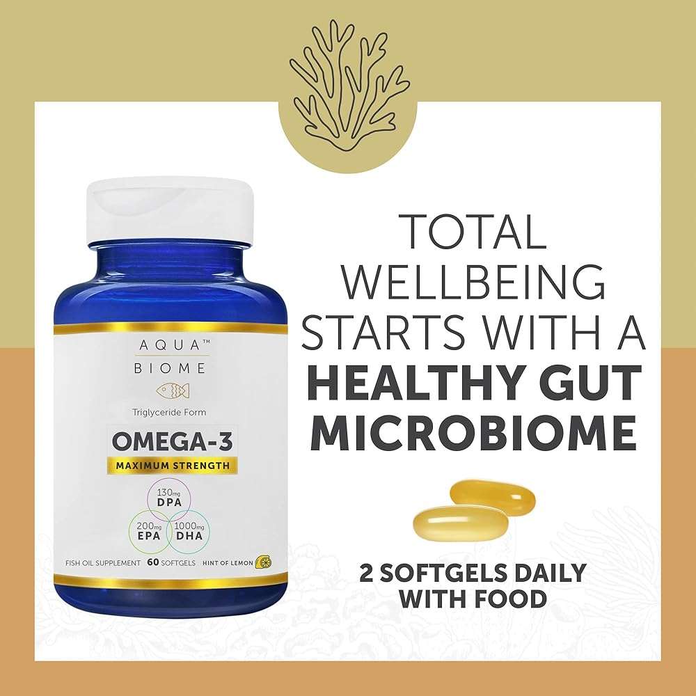 Aqua Biome by Enzymedica, Fish Oil Maximum Strength, Complete Omega 3 Supplement, DHA, EPA, DPA, Gluten Free & Non-GMO, 60 softgels (30 servings) - Image 5