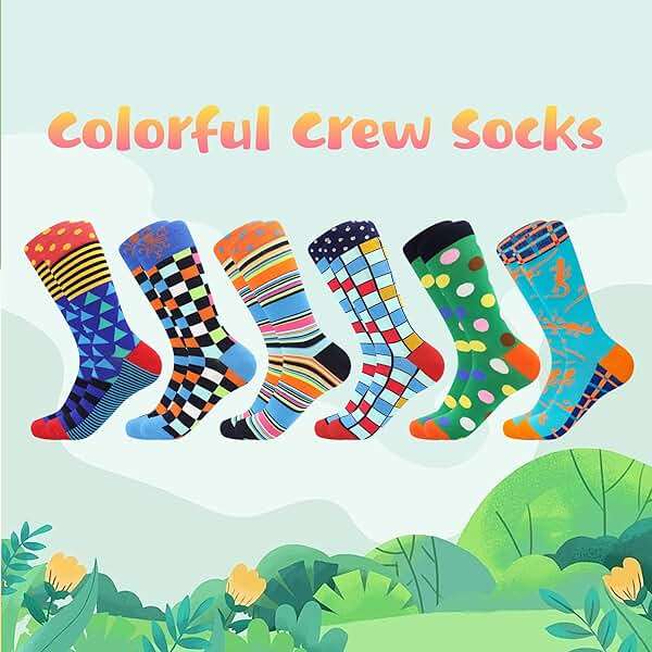 BONANGEL Mens Dress Socks Fun Funny Novelty Colorful Crazy Crew Dress Socks For Men 8-12 - Image 2
