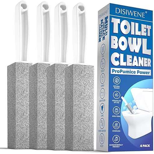 DISIWENE Pumice Cleaning Stone with Handle Toilet Bowl Cleaner Hard Water Ring Remover for Bath/Pool/Kitchen/Household Cleaning (4, 4 Pack with Handle) - Image 1