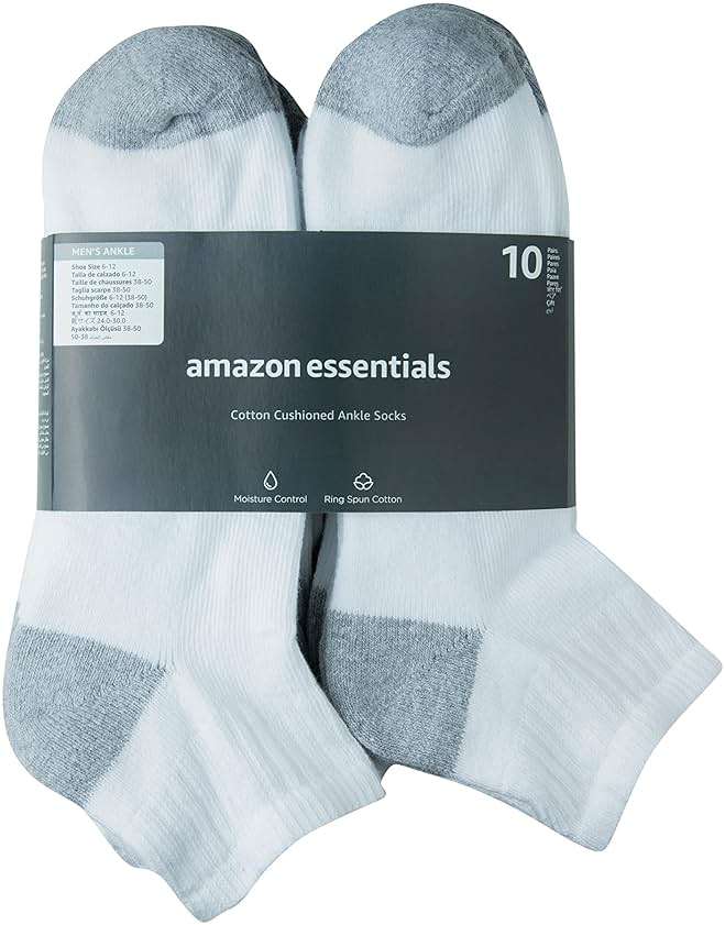 Amazon Essentials Men's Cotton Ankle Socks, Comfortable, Moisture Wicking, Cushioned - Image 3
