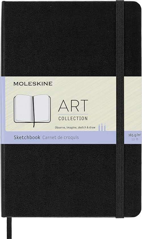 Moleskine Art Sketchbook, Hard Cover, Medium (4.5" x 7") Plain/Blank, Black, 88 Pages - Image 1