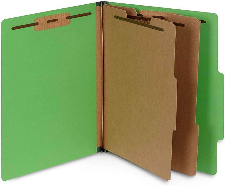 10 Green Classification Folders, 2 Divider, 2 Inch Expansions, Durable 2 Prongs Designed to Organize Standard Medical Files, Law Client Files, Office Reports, Letter Size, Green, 10 Pack - Image 1