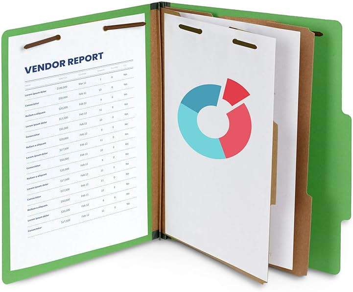10 Green Classification Folders, 2 Divider, 2 Inch Expansions, Durable 2 Prongs Designed to Organize Standard Medical Files, Law Client Files, Office Reports, Letter Size, Green, 10 Pack - Image 5