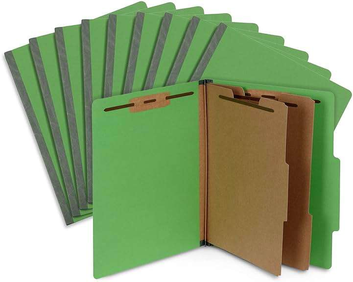 10 Green Classification Folders, 2 Divider, 2 Inch Expansions, Durable 2 Prongs Designed to Organize Standard Medical Files, Law Client Files, Office Reports, Letter Size, Green, 10 Pack - Image 6