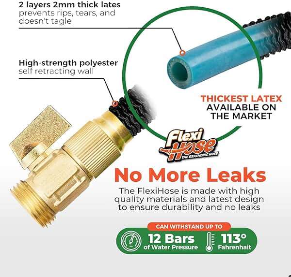 Flexi Hose Lightweight Expandable Garden Hose, 100FT -Retractable Garden Hose, Water Hose - No-Kink Flexibility, 3/4 Inch Solid Brass Fittings and Double Latex Core - Image 4