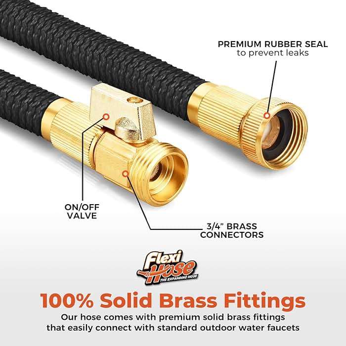 Flexi Hose Lightweight Expandable Garden Hose, 100FT -Retractable Garden Hose, Water Hose - No-Kink Flexibility, 3/4 Inch Solid Brass Fittings and Double Latex Core - Image 5