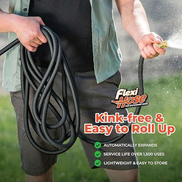 Flexi Hose Lightweight Expandable Garden Hose, 100FT -Retractable Garden Hose, Water Hose - No-Kink Flexibility, 3/4 Inch Solid Brass Fittings and Double Latex Core - Image 6