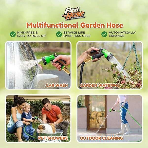 Flexi Hose Lightweight Expandable Garden Hose, 100FT -Retractable Garden Hose, Water Hose - No-Kink Flexibility, 3/4 Inch Solid Brass Fittings and Double Latex Core - Image 7