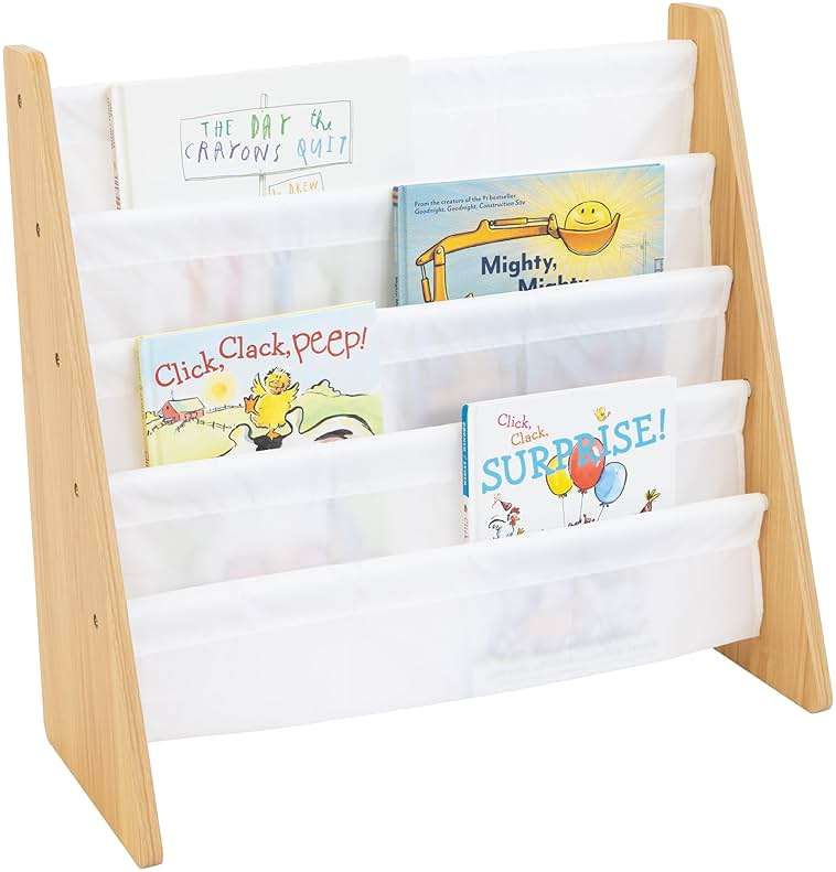 Humble Crew Kids Bookshelf, 4-Tier Front-Facing Book Display Organizer, Montessori Toddler Bookcase for Playroom, Bedroom & Reading Corner, Natural Wood/White - Image 1