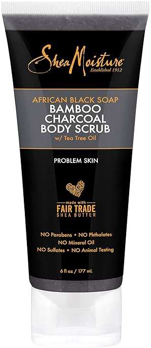 SheaMoisture African black soap bamboo charcoal body scrub exfoliate, 6 Ounce - Image 1