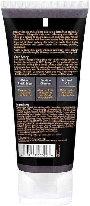 SheaMoisture African black soap bamboo charcoal body scrub exfoliate, 6 Ounce - Image 2
