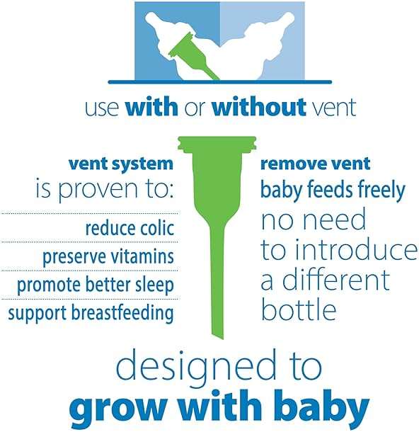 Dr. Brown's Natural Flow Anti-Colic Options+ Narrow Baby Bottles 4 oz/120 mL, with Level 1 Slow Flow Nipple, 3 Pack, 0m+ Blue - Image 2