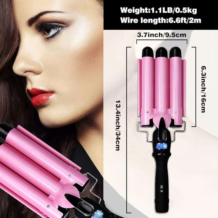 3 Barrel Curling Iron Hair Curling Wands Hair Curler 25mm Curl Hair Styling Irons Hair Crimper Deep Waver for Curler with Temperature Control 1inch Curl for All Hair Type - Image 2