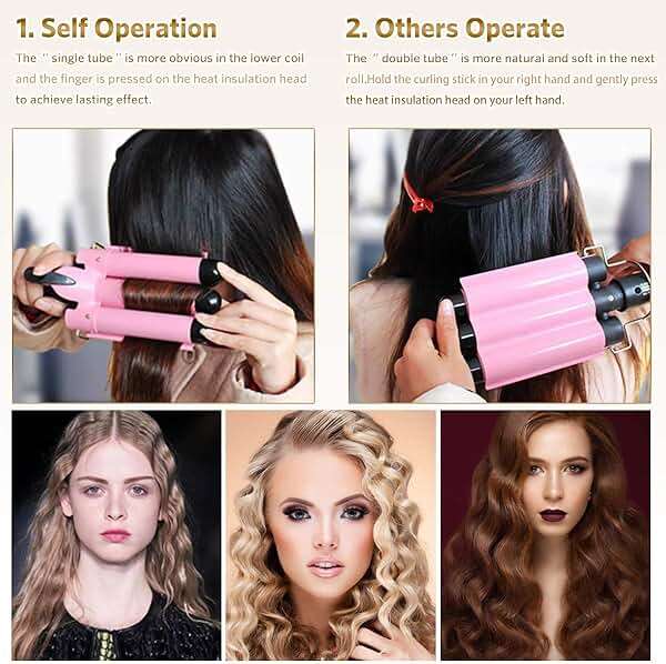 3 Barrel Curling Iron Hair Curling Wands Hair Curler 25mm Curl Hair Styling Irons Hair Crimper Deep Waver for Curler with Temperature Control 1inch Curl for All Hair Type - Image 3