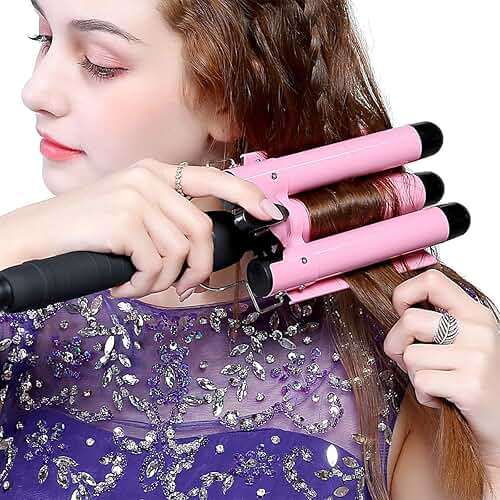 3 Barrel Curling Iron Hair Curling Wands Hair Curler 25mm Curl Hair Styling Irons Hair Crimper Deep Waver for Curler with Temperature Control 1inch Curl for All Hair Type - Image 6