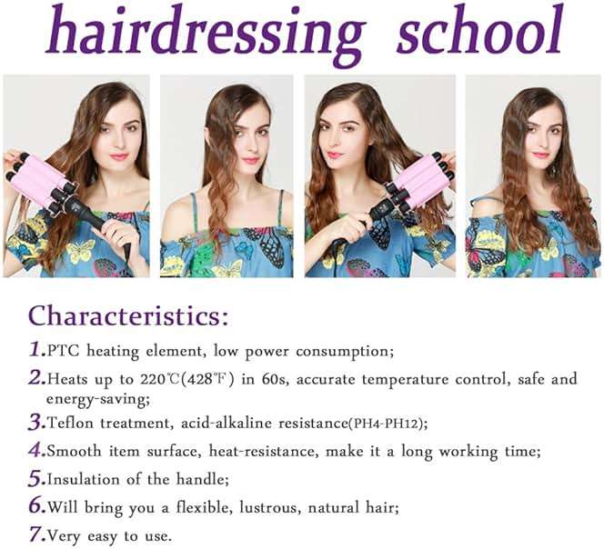 3 Barrel Curling Iron Hair Curling Wands Hair Curler 25mm Curl Hair Styling Irons Hair Crimper Deep Waver for Curler with Temperature Control 1inch Curl for All Hair Type - Image 7