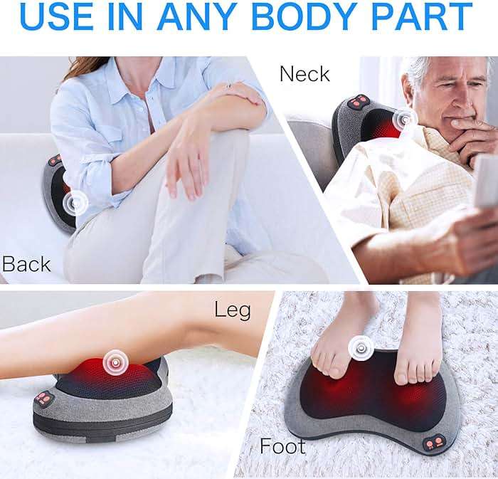 Papillon Shiatsu Back Massager with Heat,Fathers Day Dad Gifts for Men, Dad, Deep Tissue Massage for Neck, Shoulder, Upper & Lower Back Pain Relief, Electric Kneading 3D Massage Pillow (Gray) - Image 6