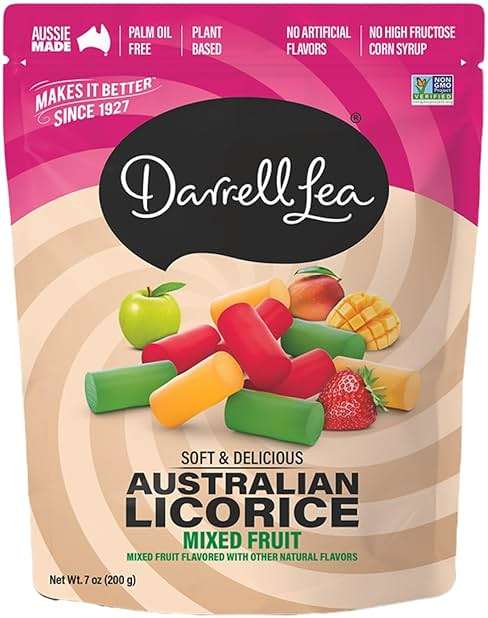 Darrell Lea Soft Australian Licorice, Non-GMO, No Palm Oil, Vegetarian Friendly, No High Fructose Corn Syrup, Soft & Chewy Licorice Candy, Made in Australia (Mixed Fruit, 7 Ounce (Pack of 1)) - Image 1