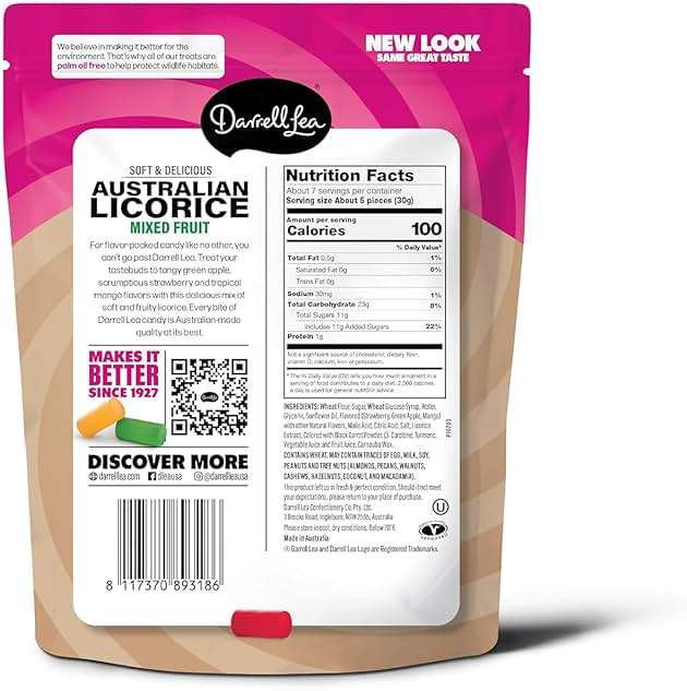 Darrell Lea Soft Australian Licorice, Non-GMO, No Palm Oil, Vegetarian Friendly, No High Fructose Corn Syrup, Soft & Chewy Licorice Candy, Made in Australia (Mixed Fruit, 7 Ounce (Pack of 1)) - Image 2