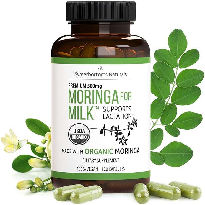 Lactation Supplement - Organic Moringa Capsules for Breastfeeding Support to Increase Breastmilk Supply (120 ct) Pure Malunggay Leaf Powder for Milk Production Booster & Postnatal Vitamins A E K 500mg - Image 1