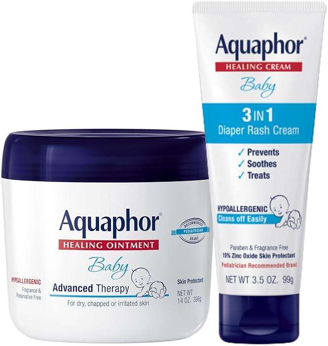 Aquaphor Baby Healing Ointment (14 Oz) + 3-in-1 Diaper Rash Cream (3.5 Oz), Hypoallergenic and Fragrance Free Skin Care Set for Babies - Image 1