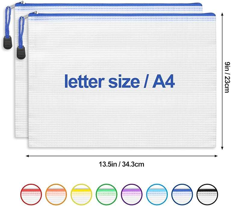 EOOUT 24pcs Mesh Zipper Pouch Bags, for Organizing Storage, Waterproof Zipper Pouches, Letter Size, File Bags for Toys, Puzzle, Board Games - Image 3