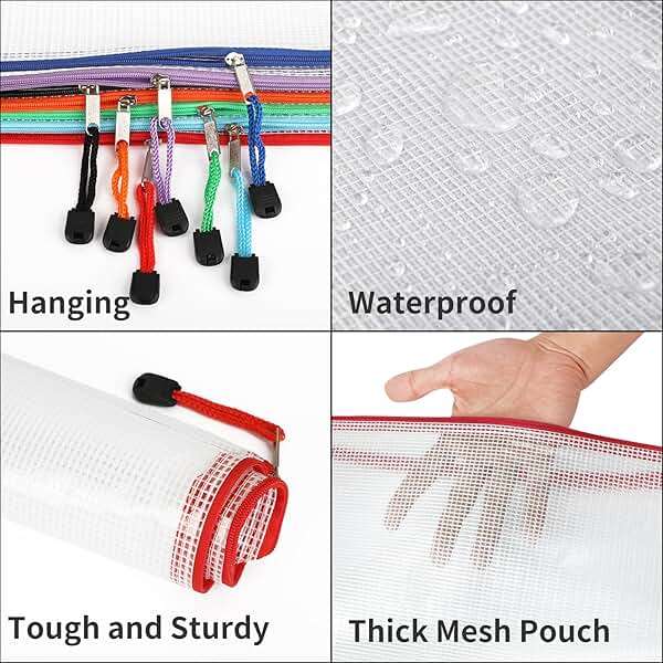EOOUT 24pcs Mesh Zipper Pouch Bags, for Organizing Storage, Waterproof Zipper Pouches, Letter Size, File Bags for Toys, Puzzle, Board Games - Image 4