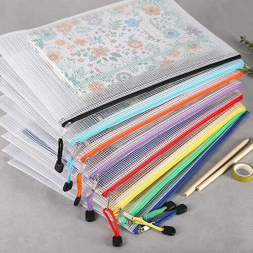 EOOUT 24pcs Mesh Zipper Pouch Bags, for Organizing Storage, Waterproof Zipper Pouches, Letter Size, File Bags for Toys, Puzzle, Board Games - Image 6