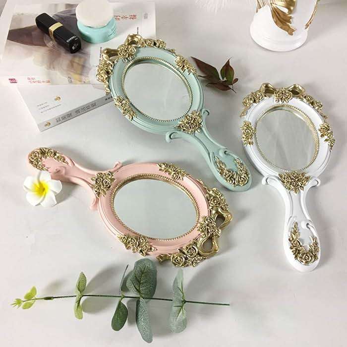 KABAKE Vintage Hand Held Mirror, Vanity Rose Gold Makeup Mirror, Compact Travel Handheld Mirros, Gift for Mom, Wife, Girl Friend - Image 4
