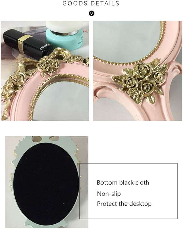 KABAKE Vintage Hand Held Mirror, Vanity Rose Gold Makeup Mirror, Compact Travel Handheld Mirros, Gift for Mom, Wife, Girl Friend - Image 5