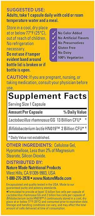 Nature Made Probiotics for Digestive Health Extra Strength 15 Billion CFU from Live Cultures, Probiotics for Women and Men, 30 Probiotic Capsules, 30 Day Supply - Image 5
