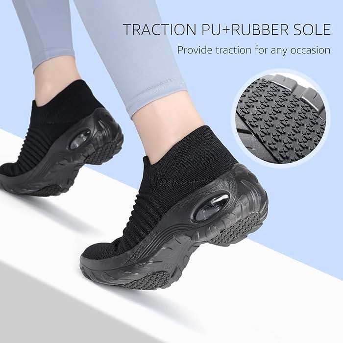 HKR Women's Walking Shoes Arch Support Non Slip Work Shoes Breathable Knit Upper Lightweight for Plantar Fasciitis - Image 3