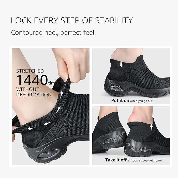 HKR Women's Walking Shoes Arch Support Non Slip Work Shoes Breathable Knit Upper Lightweight for Plantar Fasciitis - Image 5