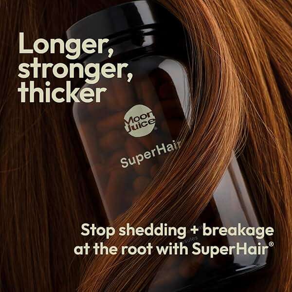 Moon Juice SuperHair Hair Growth Vitamins for Women & Men with Biotin & Saw Palmetto - Clinical Strength Multivitamin Hair Supplement for Healthier, Stronger, Thicker Hair, 120 Capsules - 30 Servings - Image 2