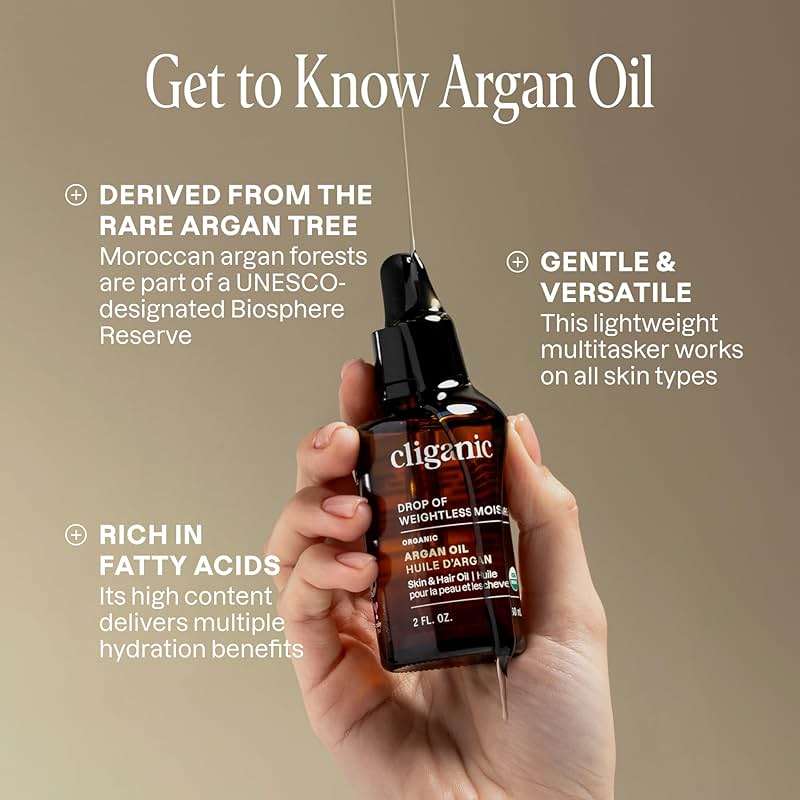 Cliganic Organic Argan Oil, 100% Pure - for Hair, Face & Skin | Cold Pressed Carrier Oil - Image 3