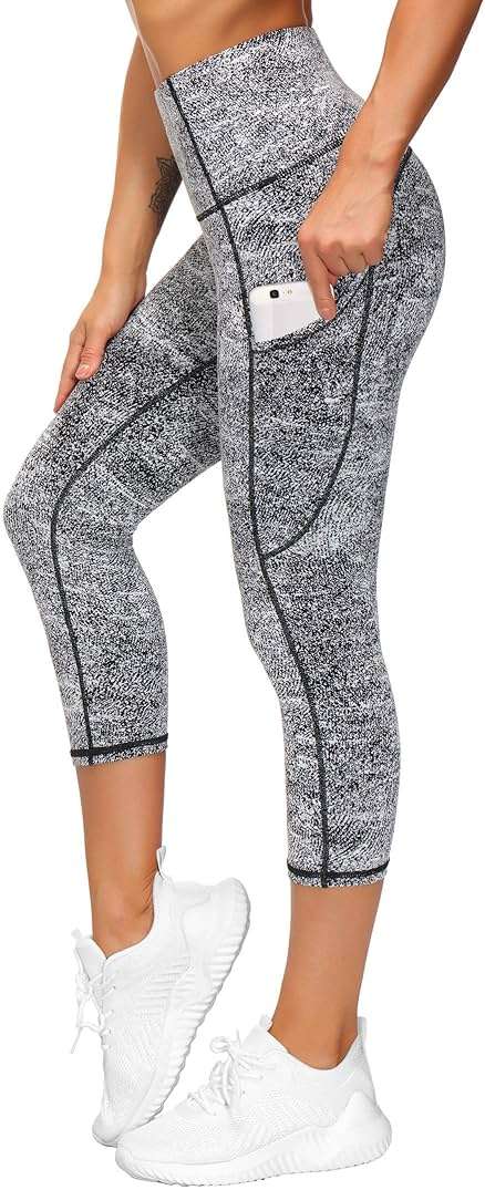 THE GYM PEOPLE Thick High Waist Capris Yoga Pants with Pockets, Tummy Control Workout Running Yoga Leggings for Women - Image 1