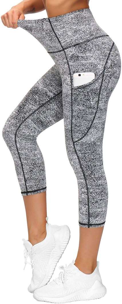 THE GYM PEOPLE Thick High Waist Capris Yoga Pants with Pockets, Tummy Control Workout Running Yoga Leggings for Women - Image 3