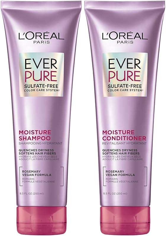 L'Oreal Paris EverPure Moisture Shampoo and Conditioner Set, Sulfate-Free Hair Care for Dry or Color-Treated Hair with Rosemary Botanicals, 17 Fl Oz Set - Image 1