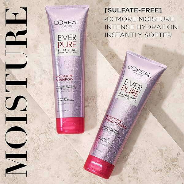L'Oreal Paris EverPure Moisture Shampoo and Conditioner Set, Sulfate-Free Hair Care for Dry or Color-Treated Hair with Rosemary Botanicals, 17 Fl Oz Set - Image 2