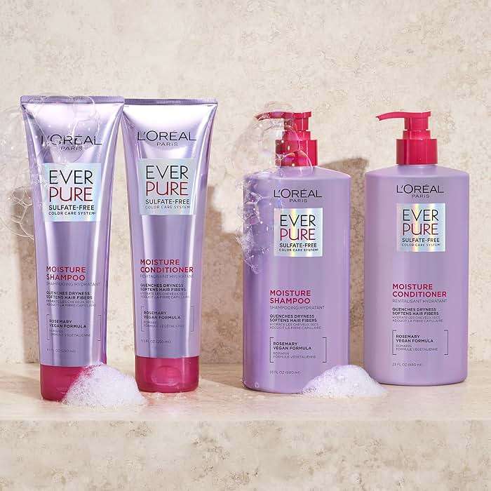 L'Oreal Paris EverPure Moisture Shampoo and Conditioner Set, Sulfate-Free Hair Care for Dry or Color-Treated Hair with Rosemary Botanicals, 17 Fl Oz Set - Image 9