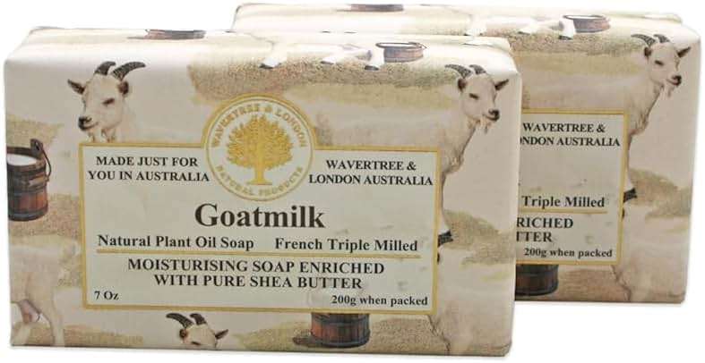 Wavertree & London Natural Goat Milk Soap Bars (2 Bars) – 7oz Individually Wrapped, French Triple Milled Moisturizing Bath Bar Soap Enriched with Shea Butter, Chemical-Free Sensitive Skin Bar Soap - Image 1